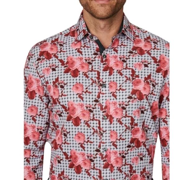 Society of Threads Men Slim Fit Floral
Performance Dress Shirt Gray Size M, red - Picture 5 of 11